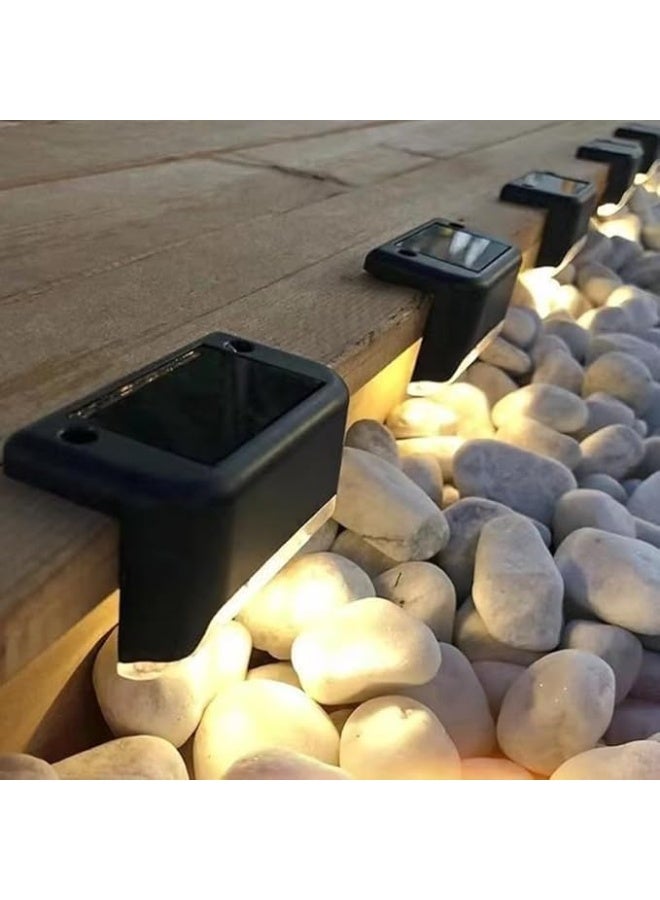 VIUAUAX عبوة من 4 مصابيح سطحية تعمل بالطاقة الشمسية للاستخدام الخارجي، مصابيح سلالم تعمل بالطاقة الشمسية ومقاومة للماء بتقنية LED للسلالم الخارجية والدرجات والأسوار والساحات والفناء والممرات (أبيض دافئ) - Image 4